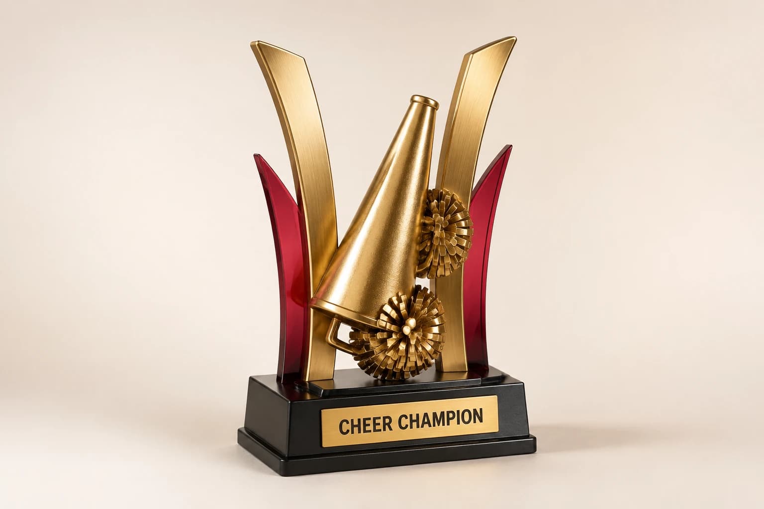 Cheer Competition Trophy design concept in metal and resin with acrylic accents