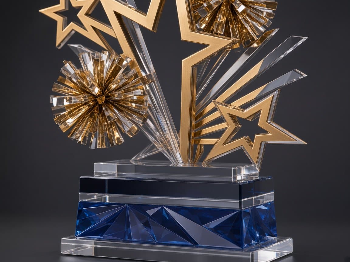 Cheer Championship Trophy design concept, close-up of the materials